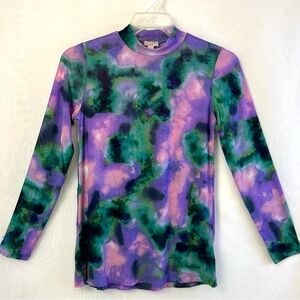 NWT Logo Layering Lori Goldstein Sheer Tie Dye Pattern Long Sleeve Top / Small